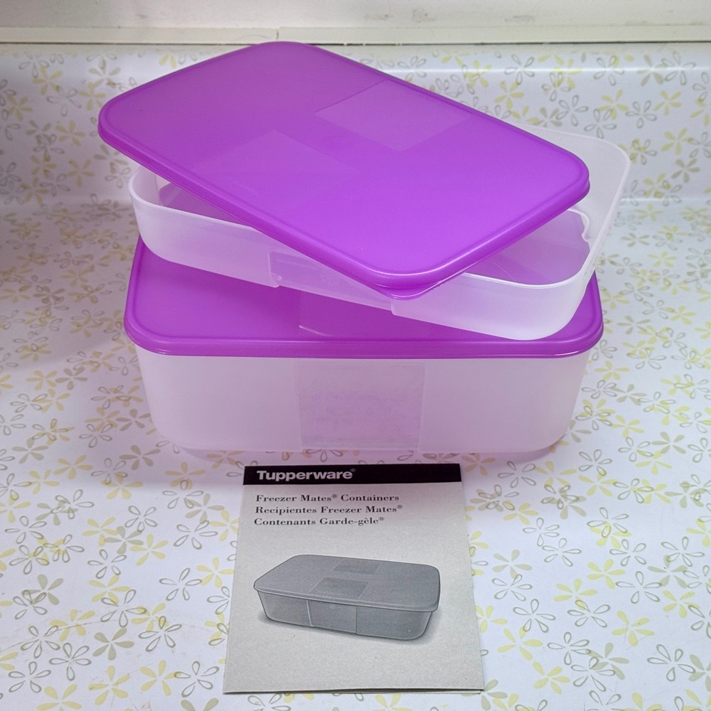 NEW-set of 2 Tupperware Purple Freezer Mates Container Set